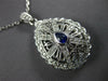 ESTATE LARGE 1.32CT DIAMOND & AAA SAPPHIRE 14KT WHITE GOLD 3D TEAR DROP PENDANT