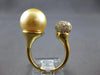 EXTRA LARGE .77CT DIAMOND & AAA GOLDEN SOUTH SEA PEARL 18KT YELLOW GOLD FUN RING