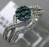 .68CT WHITE & BLUE DIAMOND 14KT WHITE GOLD FLOWER CLUSTER ENGAGEMENT RING SET