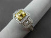 ESTATE 2.13CT GIA FANCY YELLOW DIAMOND 18K TWO TONE GOLD 3 STONE ENGAGEMENT RING