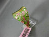 ESTATE LARGE .35CT DIAMOND 14K YELLOW GOLD GREEN & PINK ENAMEL FILIGREE FUN RING