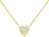 ESTATE .11CT DIAMOND 14KT YELLOW GOLD 3D CLASSIC PAVE HEART CUFF LOVE NECKLACE