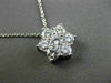 ESTATE LARGE 1.50CT DIAMOND 14K WHITE GOLD 3D FLOWER STAR FLOATING PENDANT CHAIN