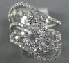 ESTATE LARGE 1.23CT DIAMOND 18K WHITE GOLD CLUSTER MULTI ROW WAVE SWIRL FUN RING