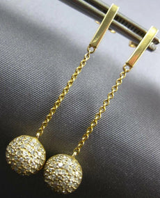 ESTATE .32CT DIAMOND 14KT YELLOW GOLD 3D ROUND CLASSIC BALL HANGING EARRINGS