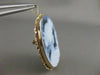 LARGE ESTATE 14KT YELLOW GOLD BLUE AGATE GIRL CAMEO FILIGREE PIN PENDANT #20769