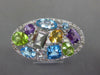 LARGE 5.03CT DIAMOND & AAA MULTI GEM 14K WHITE GOLD MULTI SHAPE CLUSTER FUN RING