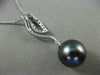 ESTATE .18CT DIAMOND 14KT WHITE GOLD 3D AAA TAHITIAN PEARL LEAF FLOATING PENDANT