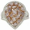 LARGE 2.65CT WHITE & PINK DIAMOND 18K WHITE & ROSE GOLD MULTI SHAPE CLUSTER RING