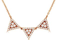 .30CT DIAMOND 14KT ROSE GOLD 3D TRIANGULAR TRILLION PAST PRESENT FUTURE NECKLACE