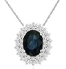 1.80CT DIAMOND & AAA SAPPHIRE 14KT WHITE GOLD 3D OVAL FLOWER FLOATING PENDANT