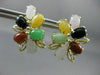 ANTIQUE LARGE AAA MULTI GEM & 14KT YELLOW GOLD FLORAL CLIP ON EARRINGS #22621