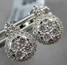 ESTATE .58CT DIAMOND 18K WHITE GOLD ROUND CLUSTER FLOWER TEAR DROP STUD EARRINGS