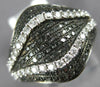 ESTATE WIDE .70CT WHITE & BLACK DIAMOND 14KT WHITE GOLD 3D HAPPY FACE FUN RING