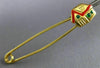 ESTATE RED & GREEN ENAMEL 14KT YELLOW GOLD CHRISTMAS HOUSE SAFETY PIN #MILANO31