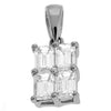 ESTATE .65CT DIAMOND 14KT WHITE GOLD EMERALD CUT 4 STONE SQUARE FLOATING PENDANT