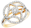 ESTATE .78CT DIAMOND 14KT YELLOW GOLD 3D ROUND FLOWER STAR FUN RING