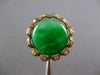 LARGE .15CT OLD MINE DIAMOND & AAA JADE 14K YELLOW GOLD ROUND FLOWER RING #27321