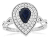 1.33CT DIAMOND & AAA SAPPHIRE 14K WHITE GOLD 3D PEAR SHAPE & ROUND INFINITY RING
