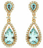 ESTATE 2.99CT DIAMOND & AAA AQUAMARINE 14K ROSE GOLD PEAR SHAPE HANGING EARRINGS