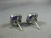 ESTATE 1.88CT DIAMOND & AAA AMETHYST 14KT WHITE GOLD SQUARE HALO STUD EARRINGS