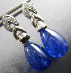 LARGE 23.13CT DIAMOND & AAA TANZANITE 14KT WHITE GOLD 3D TEAR DROP FUN EARRINGS