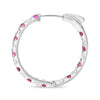 1.73CT DIAMOND & AAA RUBY 14KT WHITE GOLD 3D INSIDE OUT HOOP HANGING EARRINGS