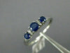 ESTATE .43CT DIAMOND & AAA SAPPHIRE 14KT WHITE GOLD 3D 3 STONE ROUND RING #21278