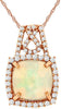 1.63CT DIAMOND & AAA OPAL 14K ROSE GOLD CUSHION & ROUND HALO SQUARE LOVE PENDANT
