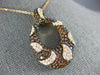 LARGE 2.21CT WHITE & ORANGE DIAMOND 18K ROSE GOLD 3D TEAR DROP MOON OVAL PENDANT
