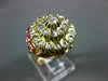 ANTIQUE LARGE 1.40CT DIAMOND & AAA RUBY 14KT TWO TONE GOLD COCKTAIL RING #23391