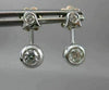 ANTIQUE .42CT DIAMOND SOLITAIRE FLOWER 18KT WHITE GOLD HANGING EARRINGS #16015