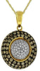1.43CT WHITE & CHOCOLATE FANCY DIAMOND 14K YELLOW GOLD CLUSTER PAVE HALO PENDANT