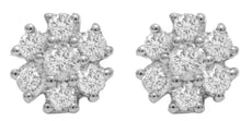 ESTATE .50CT DIAMOND 14KT WHITE GOLD 3D CLASSIC ROUND FLOWER LOVE STUD EARRINGS