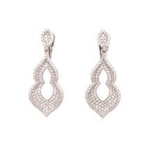 ESTATE LARGE 2.44CT DIAMOND 18KT WHITE GOLD TEAR DROP LEAF FUN HANGING EARRINGS