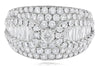 LARGE 2.37CT DIAMOND 18KT WHITE GOLD ROUND & BAGUETTE MULTI ROW ENGAGEMENT RING