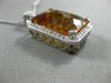 ESTATE LARGE 15.53CT DIAMOND & CITRINE 14KT WHITE GOLD 3D HALO FLOATING PENDANT