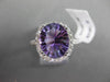 ESTATE LARGE 4.57CT DIAMOND & AAA EXTRA FACET AMETHYST 14KT WHITE GOLD HALO RING