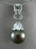 ESTATE .40CT DIAMOND & AAA TAHITIAN PEARL 18K WHITE GOLD FILIGREE PENDANT #21600