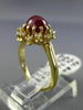 ESTATE 3.26CT DIAMOND & AAA RUBY 18KT YELLOW GOLD 3D HANDCRAFTED FLOWER FUN RING