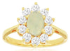 ESTATE 1.25CT DIAMOND & AAA OPAL 14KT YELLOW GOLD OVAL & ROUND FLOWER LOVE RING