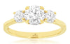 1.55CT DIAMOND 14K YELLOW GOLD ROUND 3 STONE PAST PRESENT FUTURE ENGAGEMENT RING