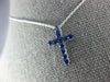 ESTATE SMALL .49CT AAA SAPPHIRE 18KT WHITE GOLD 3D CLASSIC CROSS PENDANT