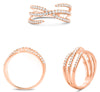 ESTATE .48CT DIAMOND 14KT ROSE GOLD ROUND MULTI ROW CRISS CROSS TENSION FUN RING
