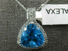 ESTATE LARGE 6.65CT DIAMOND & AAA BLUE TOPAZ 14KT WHITE GOLD 3D TRILLION PENDANT