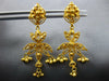 ANTIQUE 22KT YELLOW GOLD HANDCRAFTED FLOWER FILIGREE CHANDELIER HANGING EARRINGS