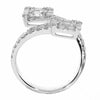 LARGE 1.44CT DIAMOND 18KT WHITE GOLD 3D ROUND & BAGUETTE DOUBLE SQUARE LOVE RING