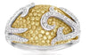 LARGE 1.35CT WHITE & FANCY YELLOW DIAMOND 14K WHITE GOLD MULTI ROW FILIGREE RING