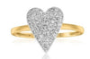 ESTATE .34CT DIAMOND 14KT YELLOW GOLD 3D CLASSIC PAVE HEART SHAPE FUN LOVE RING