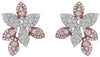 1.51CT DIAMOND 14KT ROSE & WHITE GOLD 3D MULTI LEAF FLOWER FUN HANGING EARRINGS